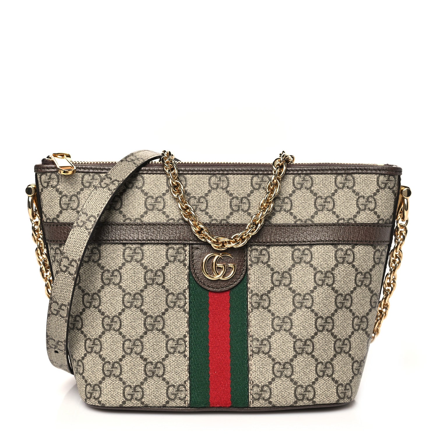 Gucci GG Supreme Monogram Web Mini Ophidia Shoulder Bag Brown 1 of 9