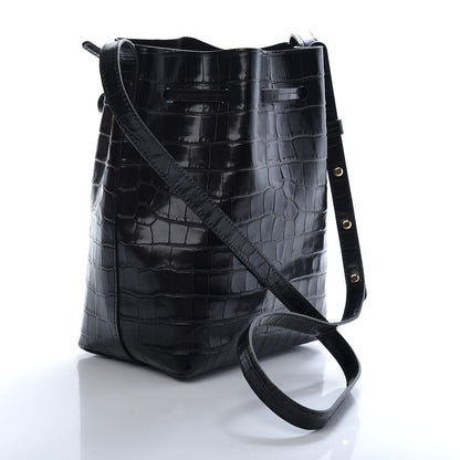 Mansur Gavriel Crocodile Embossed Bucket Bag Black 3 of 8