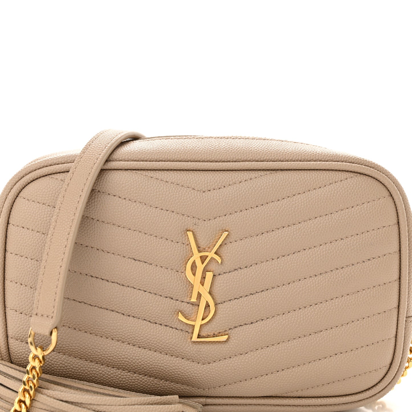 Grain De Poudre Matelasse Monogram Mini Lou Camera Bag Dark Beige