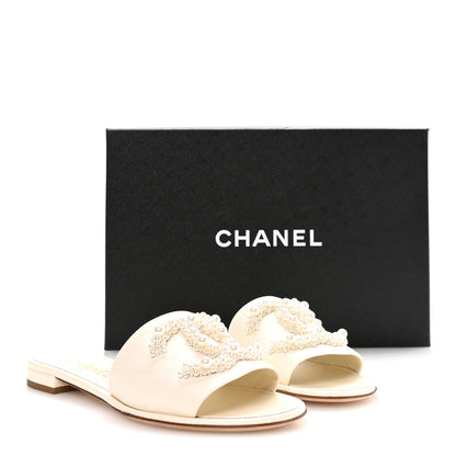 Chanel Lambskin Pearl CC Mules 38.5 Ivory 9 of 9
