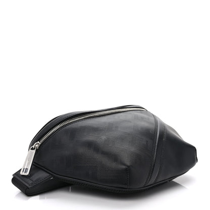 Fendi Vitello Grace King FF Lines Embossed Diagonal Belt Bag Black 4 of 8