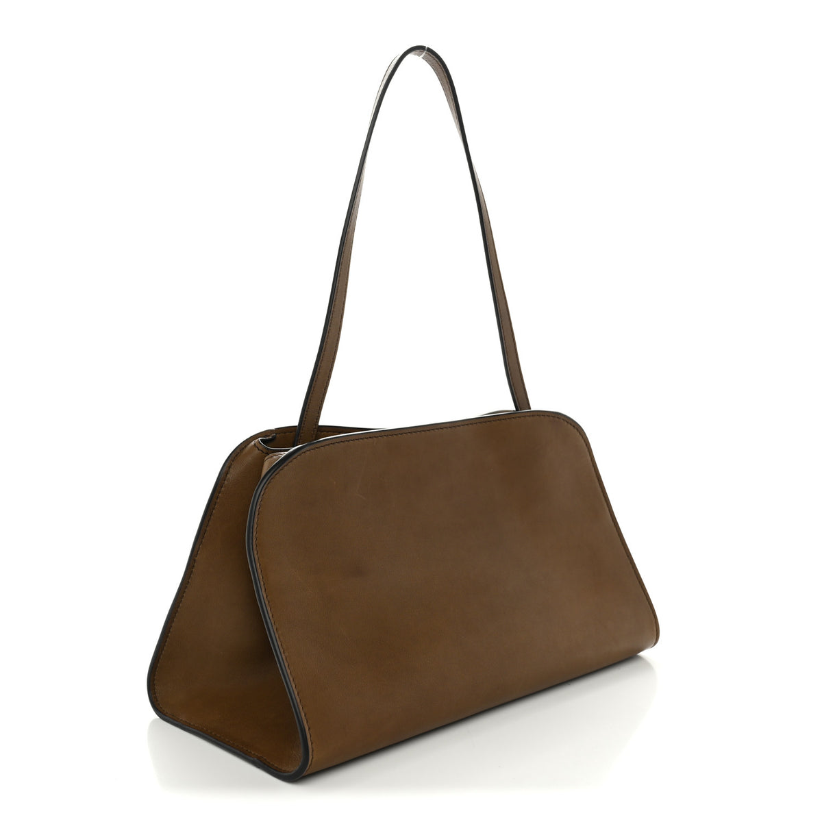 Polished Saddle Calfskin Peggy Clutch Dark Muschio