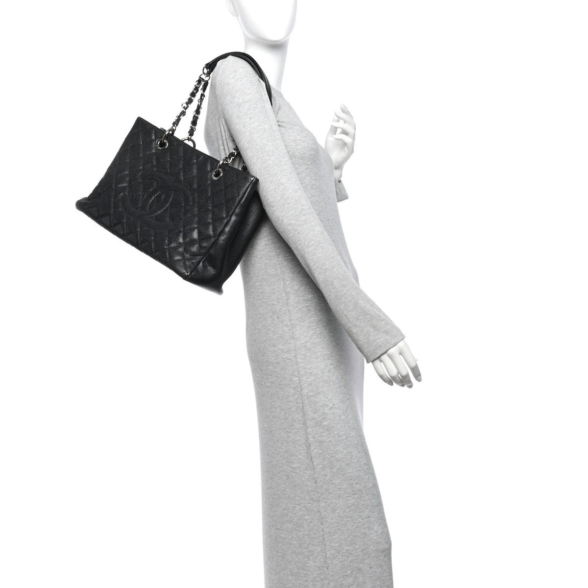 Caviar Quilted Grand Shopping Tote GST Black