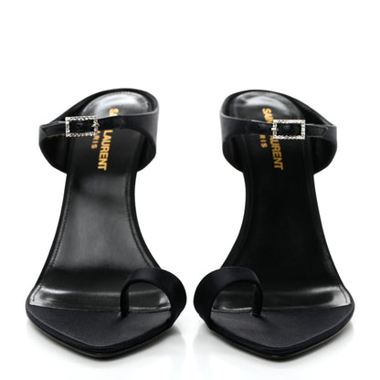 Saint Laurent Crepe Satin Dive Mule Sandals 38 Patriot Navy 2 of 8