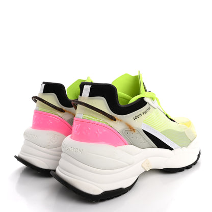 Louis Vuitton Mix Materials Suede Calfskin Run 55 Sneakers 36.5 Pink White Yellow 5 of 14