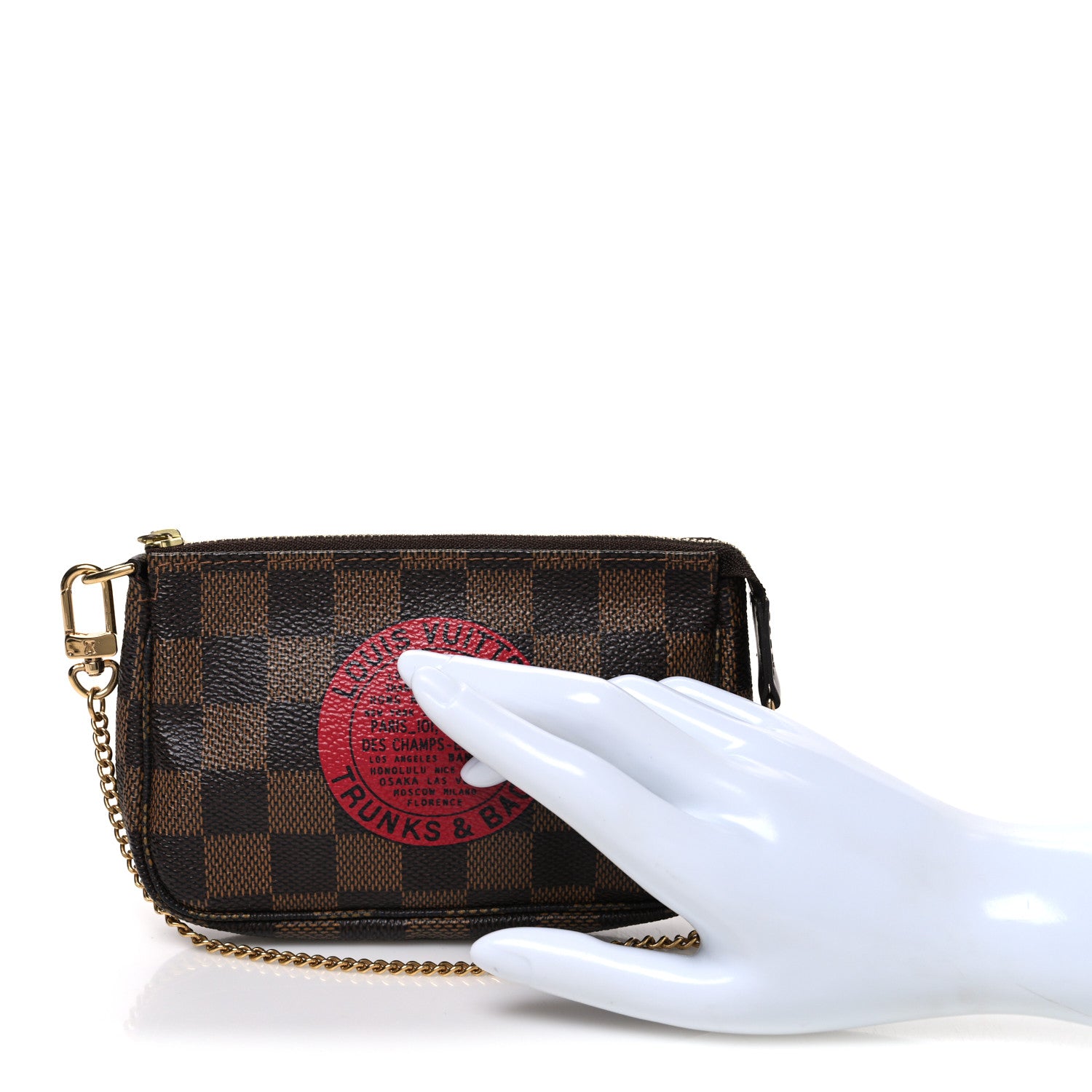 Louis Vuitton Damier Ebene Complice Trunks and Bags Mini Pochette Accessories Red 2 of 7