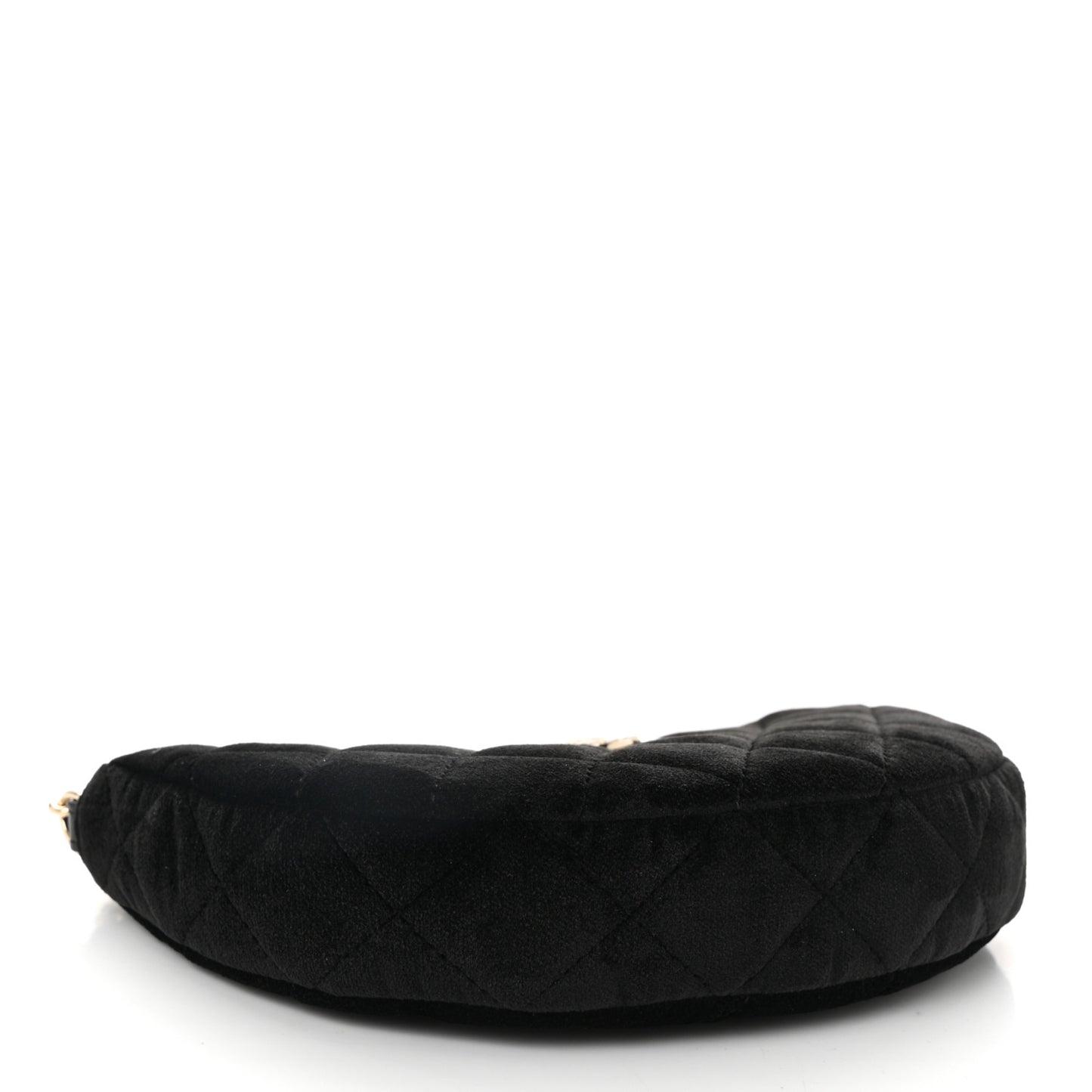 Velvet Crystal Quilted Chain Hobo Black