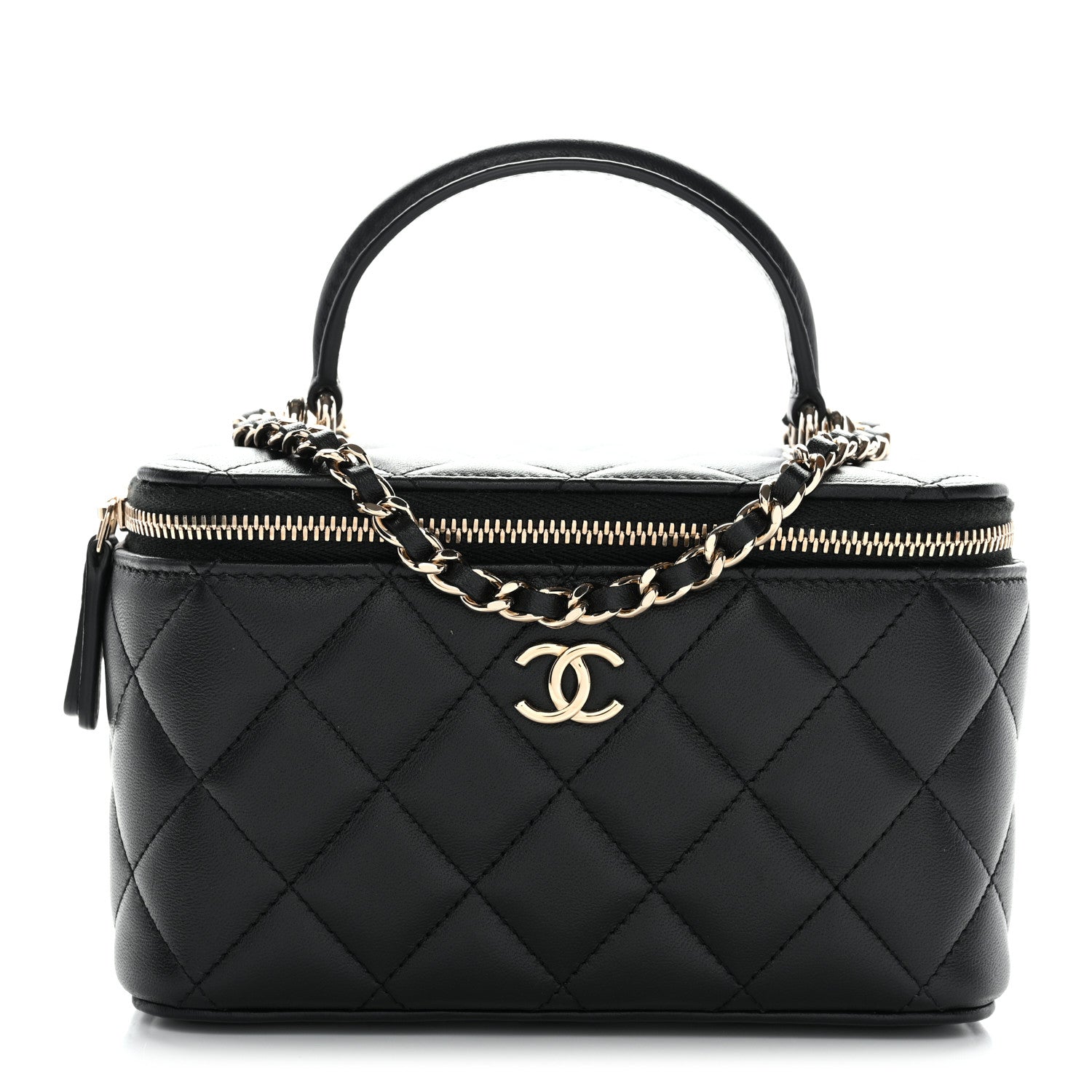Chanel Lambskin Quilted Small Top Handle Vanity Case With Chain Black 1 of 11