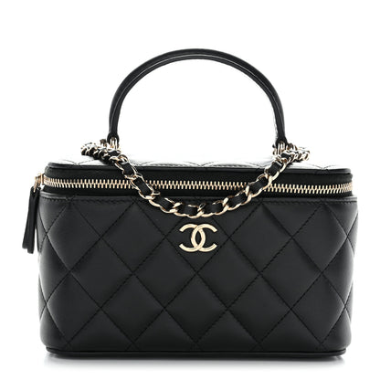 Chanel Lambskin Quilted Small Top Handle Vanity Case With Chain Black 1 of 11