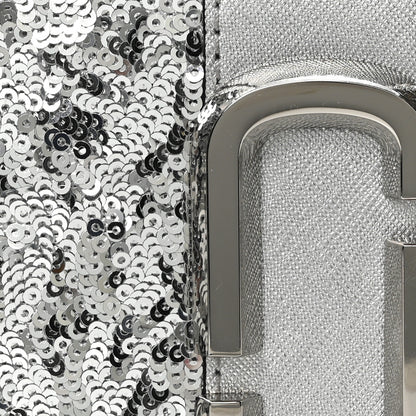 Marc Jacobs Metallic Sequin Snake Embossed Calfskin Stripe Snapshot Camera Bag Silver 8 of 10