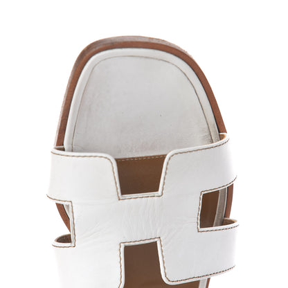 Hermes Box Calfskin Oran Sandals 38.5 White 15 of 18