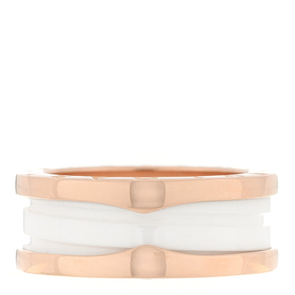 Bulgari 18K Rose Gold White Ceramic B.Zero1 Two-Band Ring 54 6.75 1 of 4