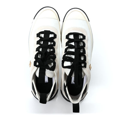 Chanel Velvet Calfskin Mixed Fibers CC Sneakers 40.5 Ivory Black 2 of 10