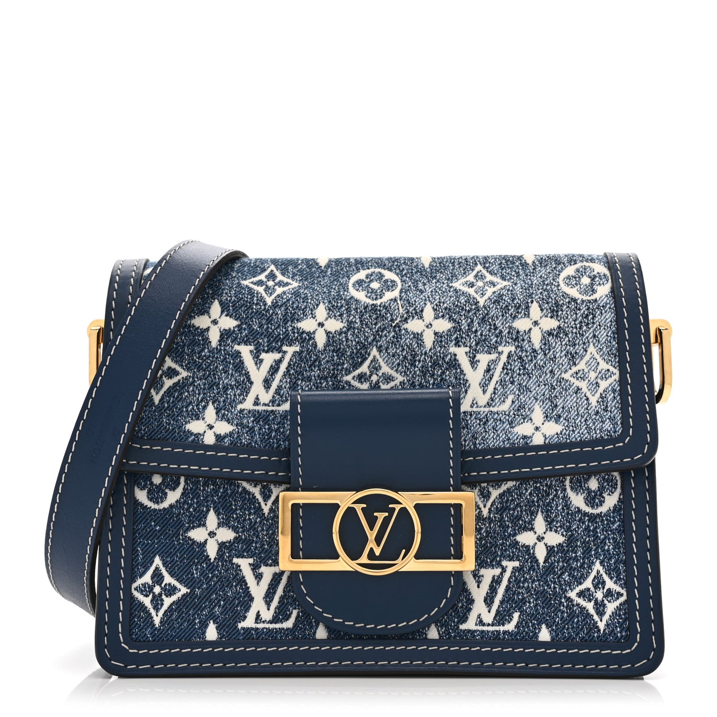Denim Monogram Jacquard Dauphine Mini Bleu