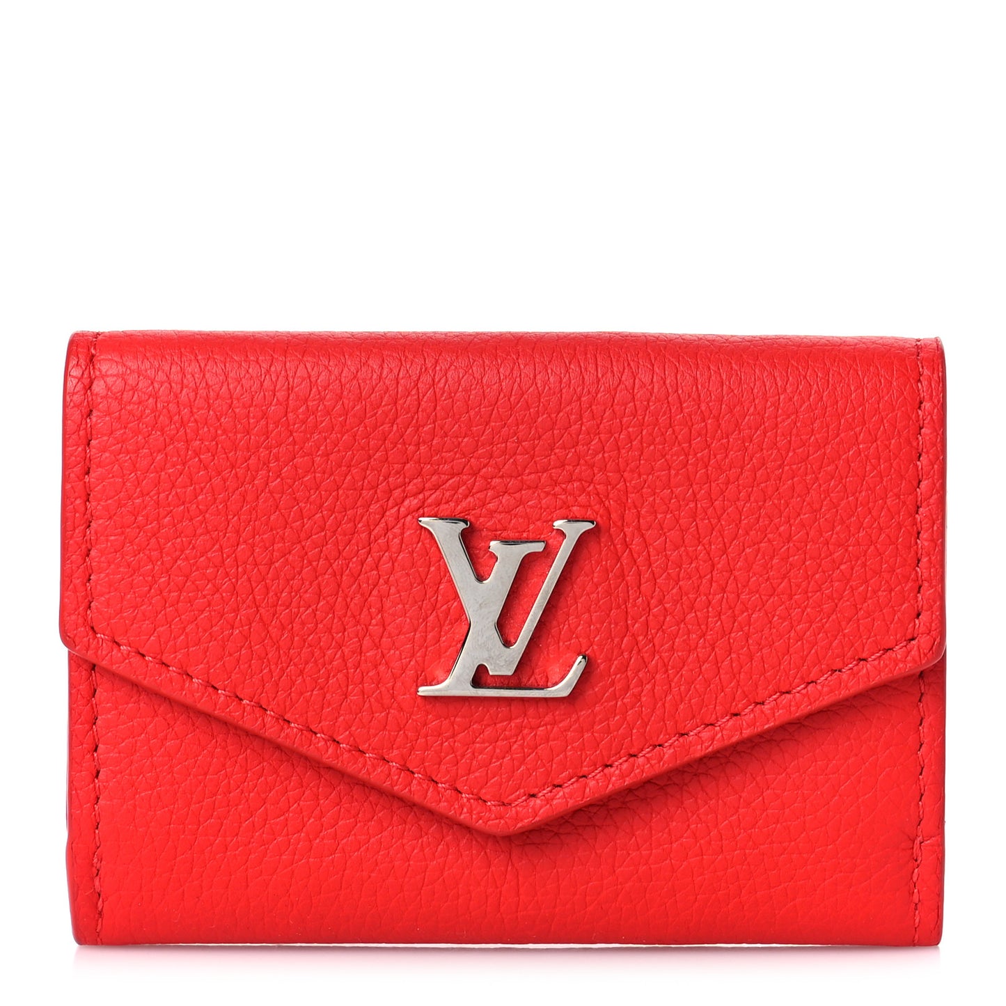 Soft Calfskin My Lockme Compact Wallet Poppy