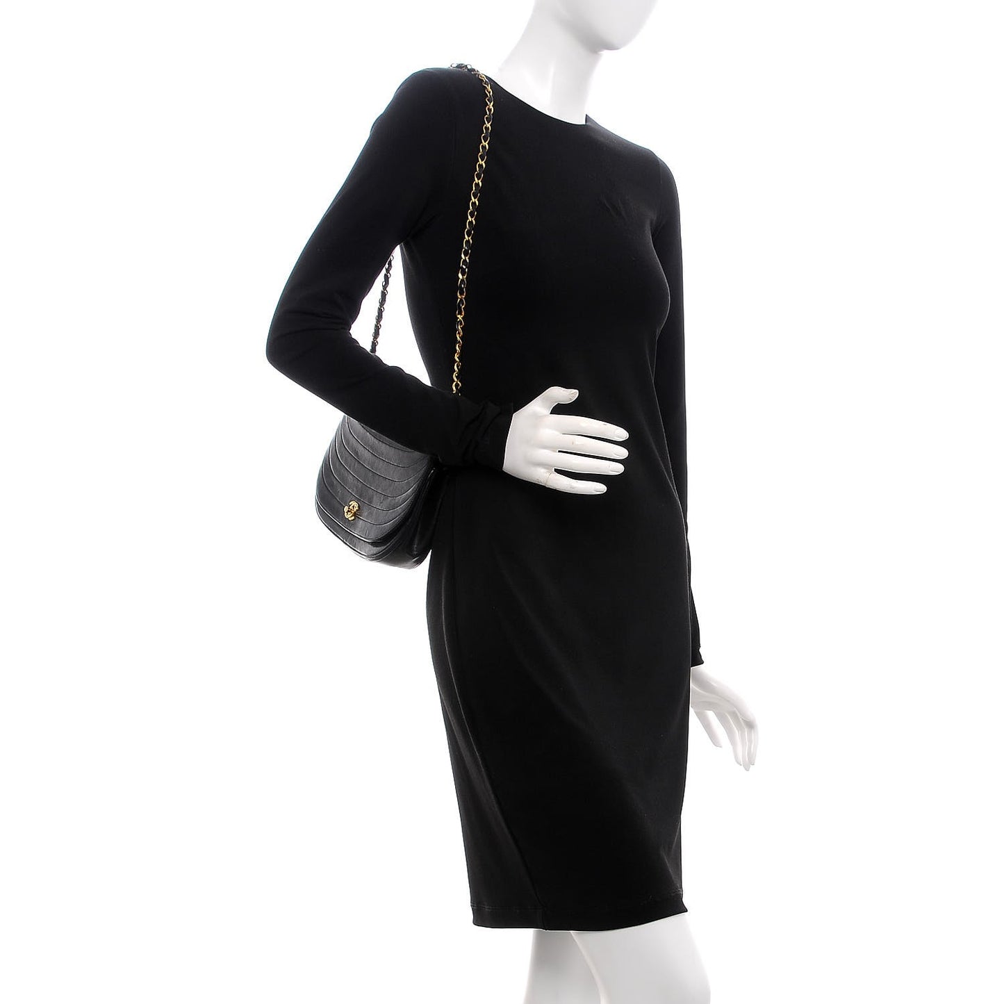 Lambskin Horizontal Quilted Small Single Flap Black