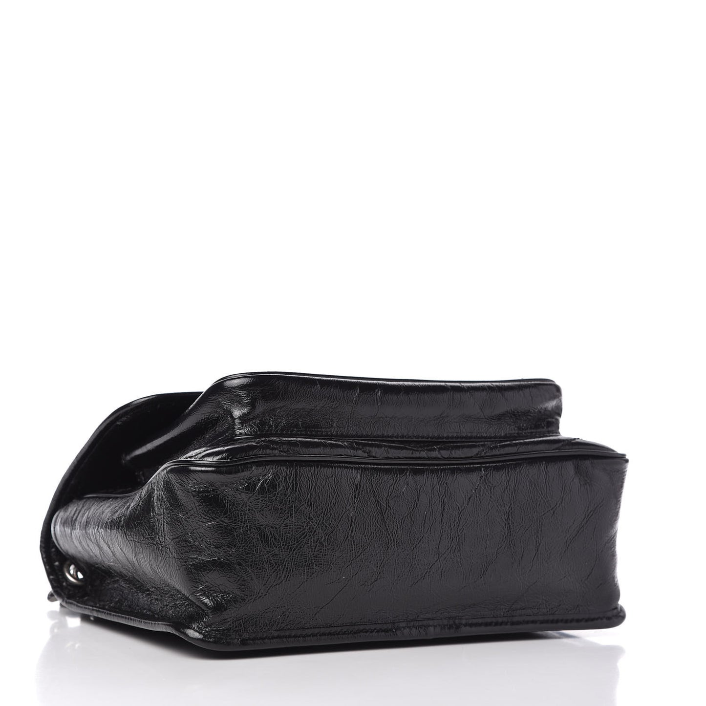 Crinkled Calfskin Matelasse Monogram Medium Niki Chain Satchel Black
