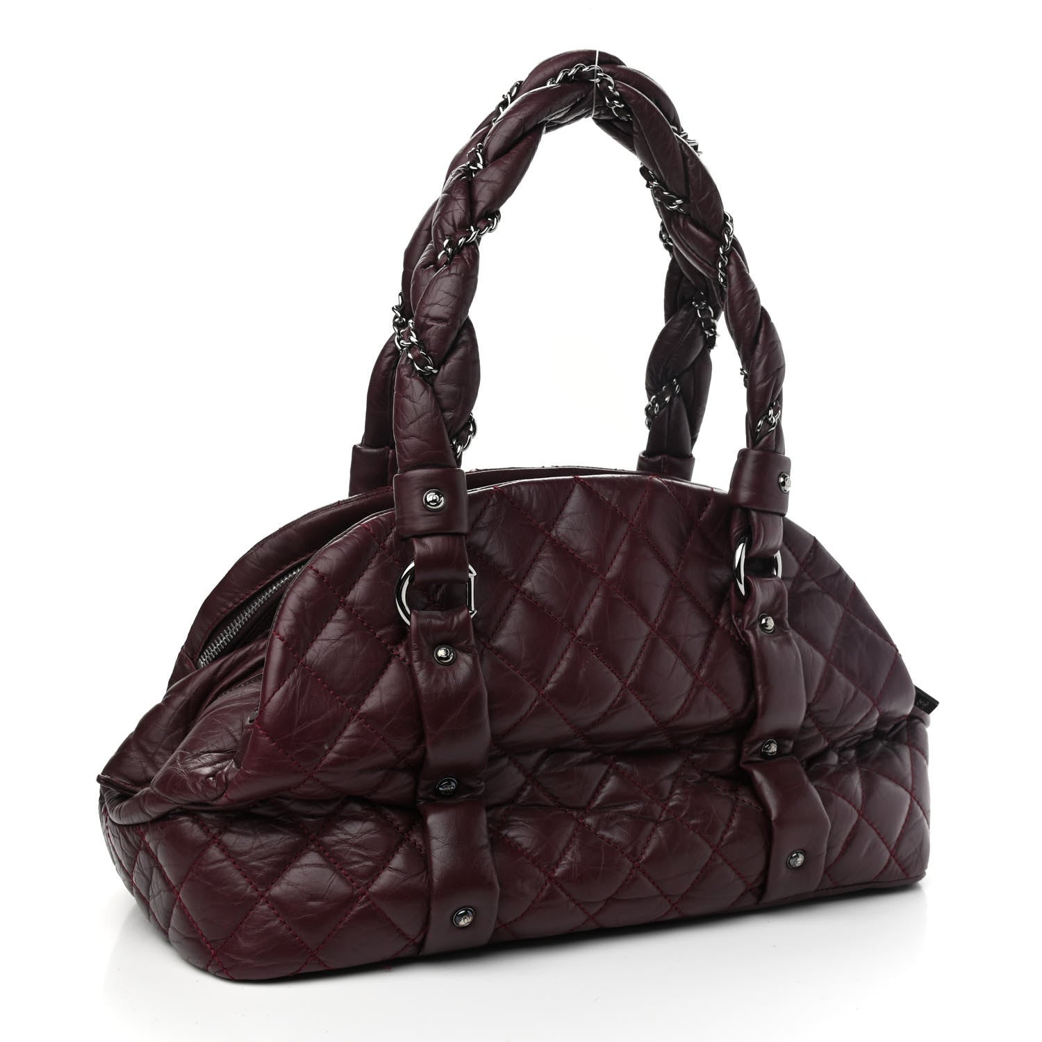 Chanel Distressed Lambskin Vintage Ligne Lady Braid Tote Brown 2 of 10