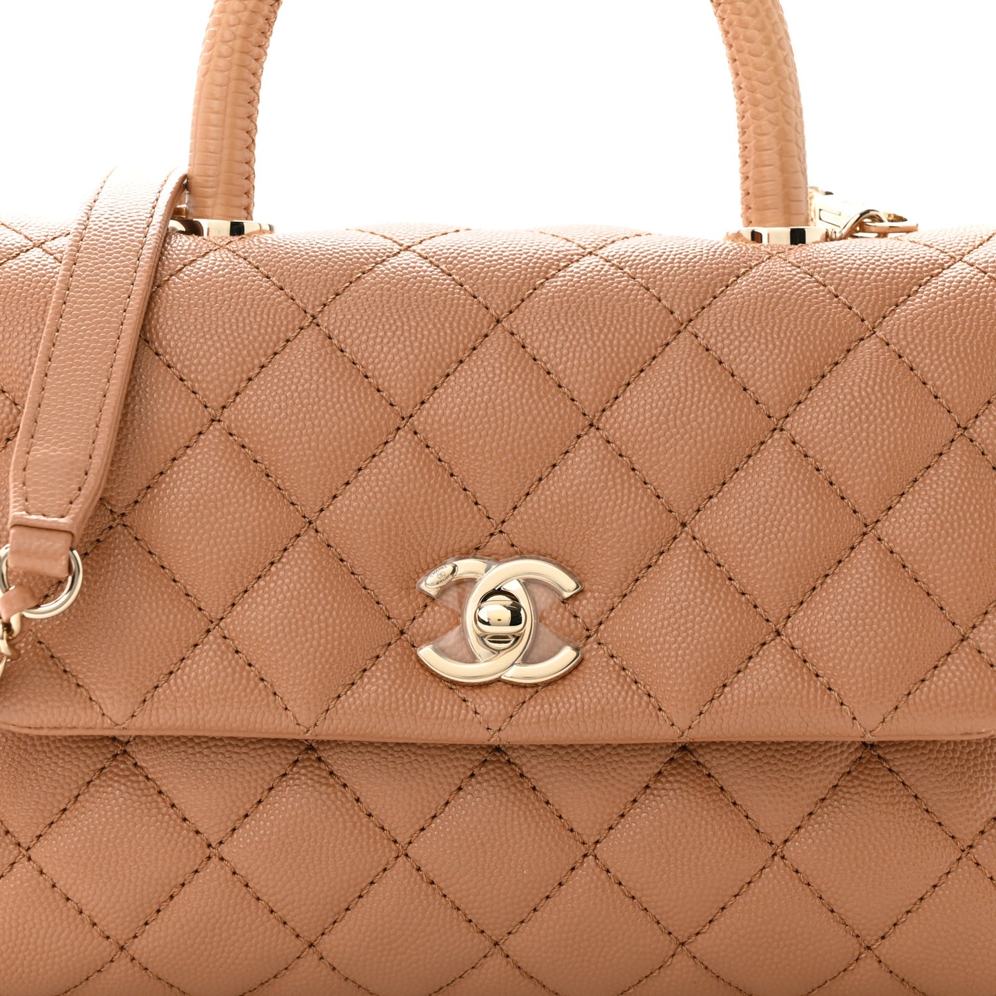 Caviar Quilted Lizard Embossed Mini Coco Handle Flap Brown