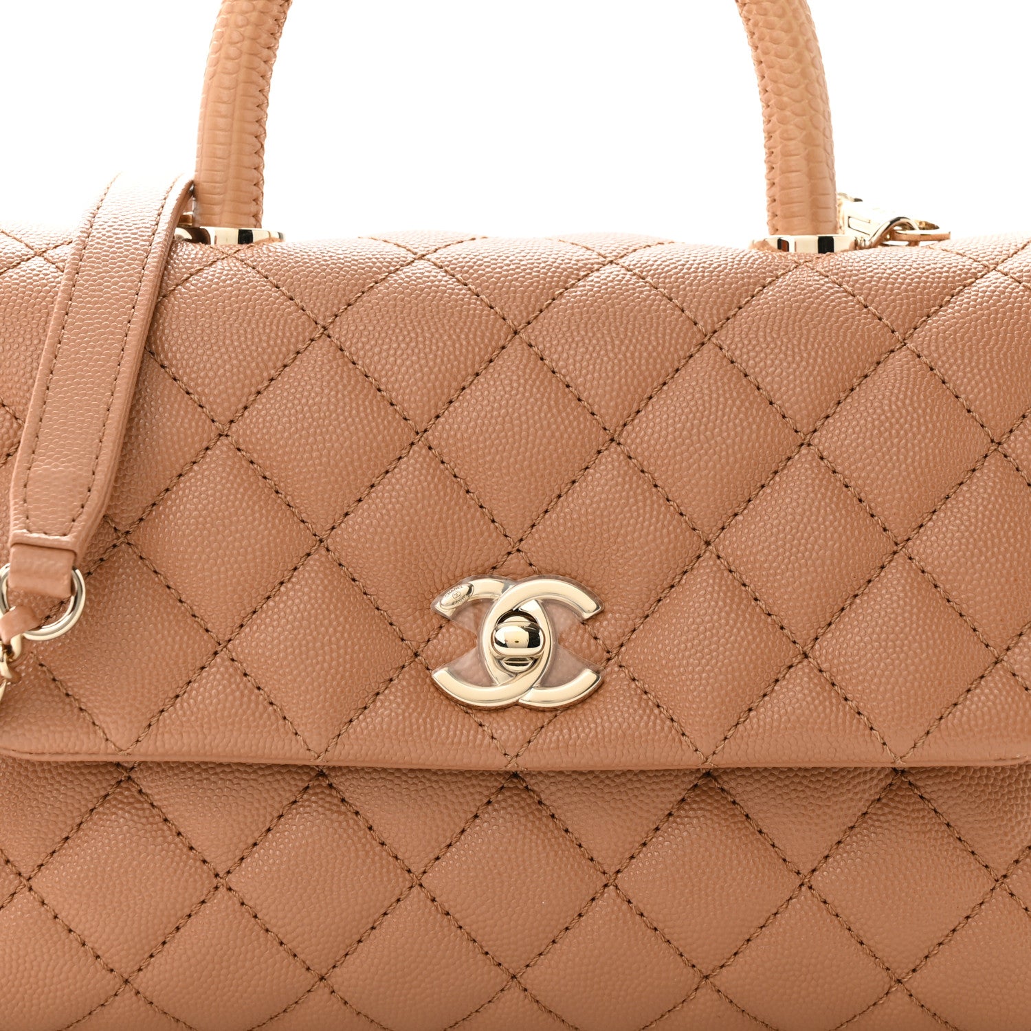 Chanel Caviar Quilted Lizard Embossed Mini Coco Handle Flap Brown 9 of 11