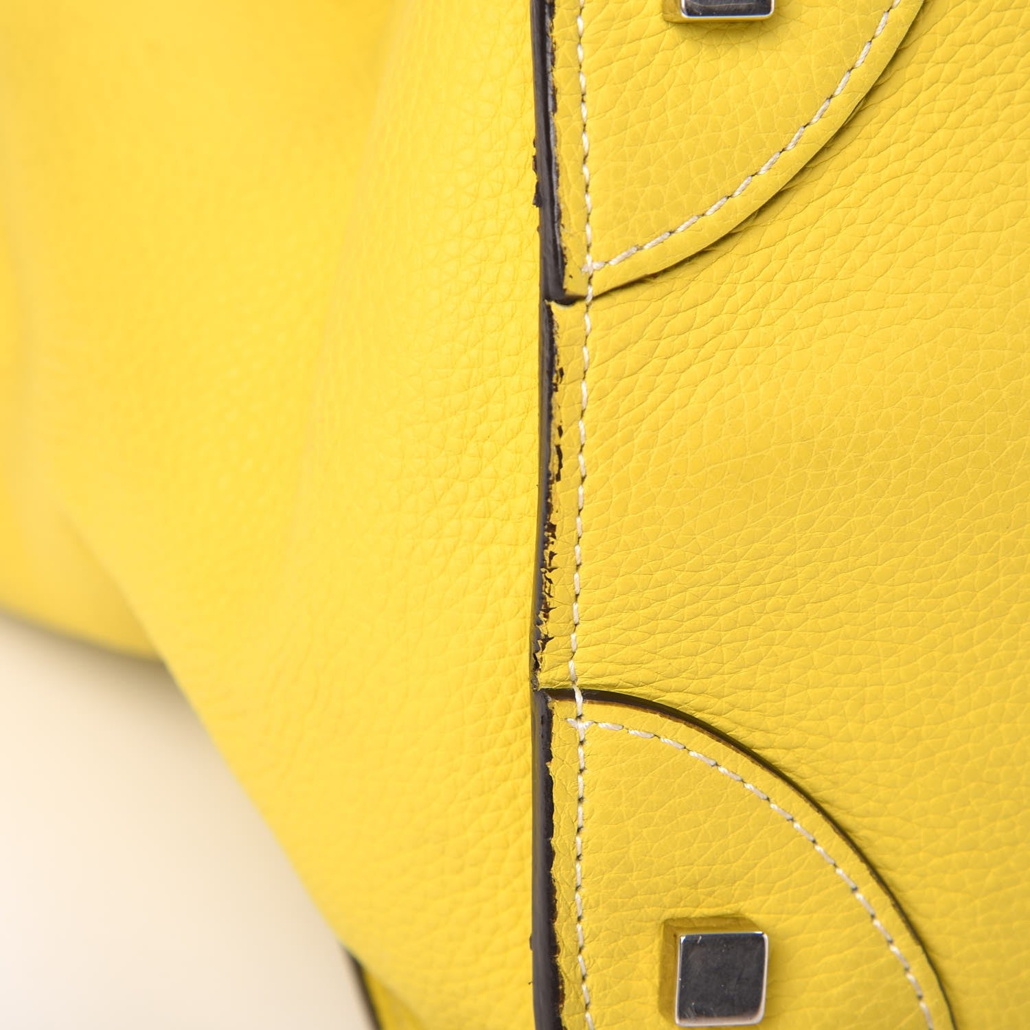 Celine Drummed Calfskin Mini Luggage Citron 23 of 26