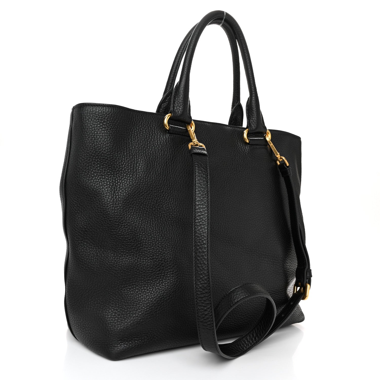 Prada Vitello Daino Shopping Tote Black 3 of 10