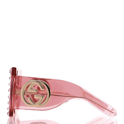 Gucci Acetate Crystal Oversize Sunglasses GG0145S Pink 3 of 9