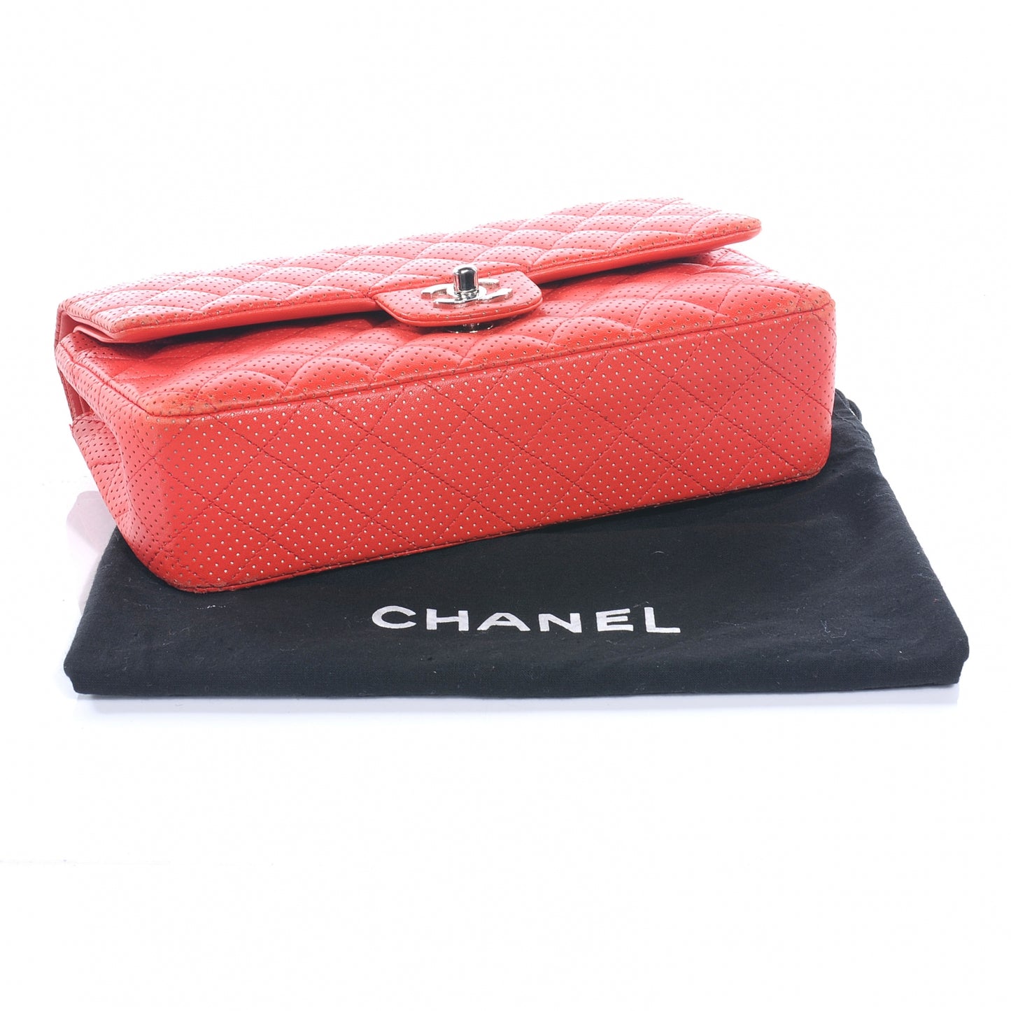Lambskin Perforated Double Flap Medium Red