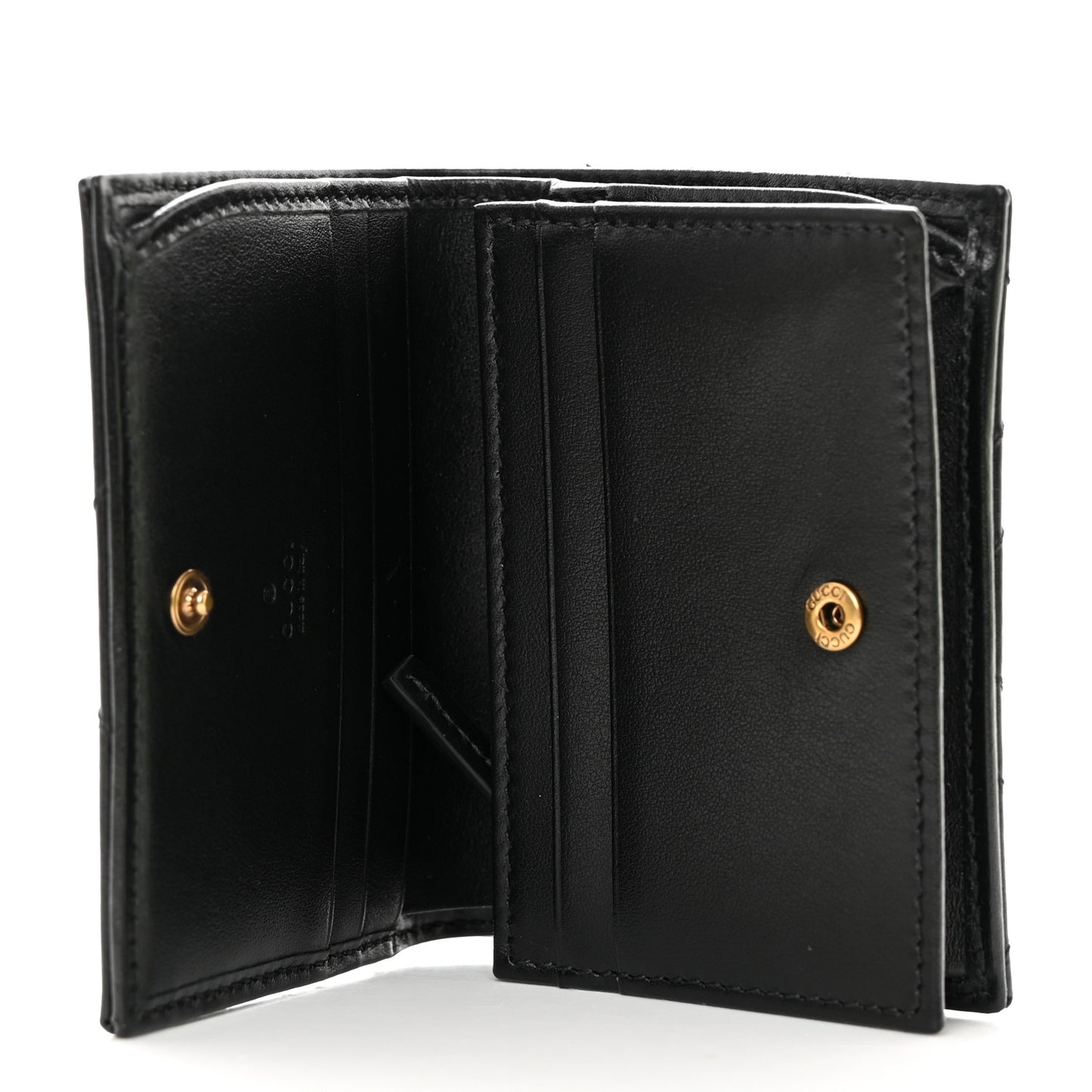 Calfskin Matelasse GG Marmont Card Case Wallet Black
