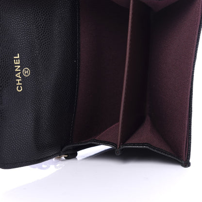 Chanel Caviar Quilted Flap Card Holder Chain Wristlet Black 5 of 9