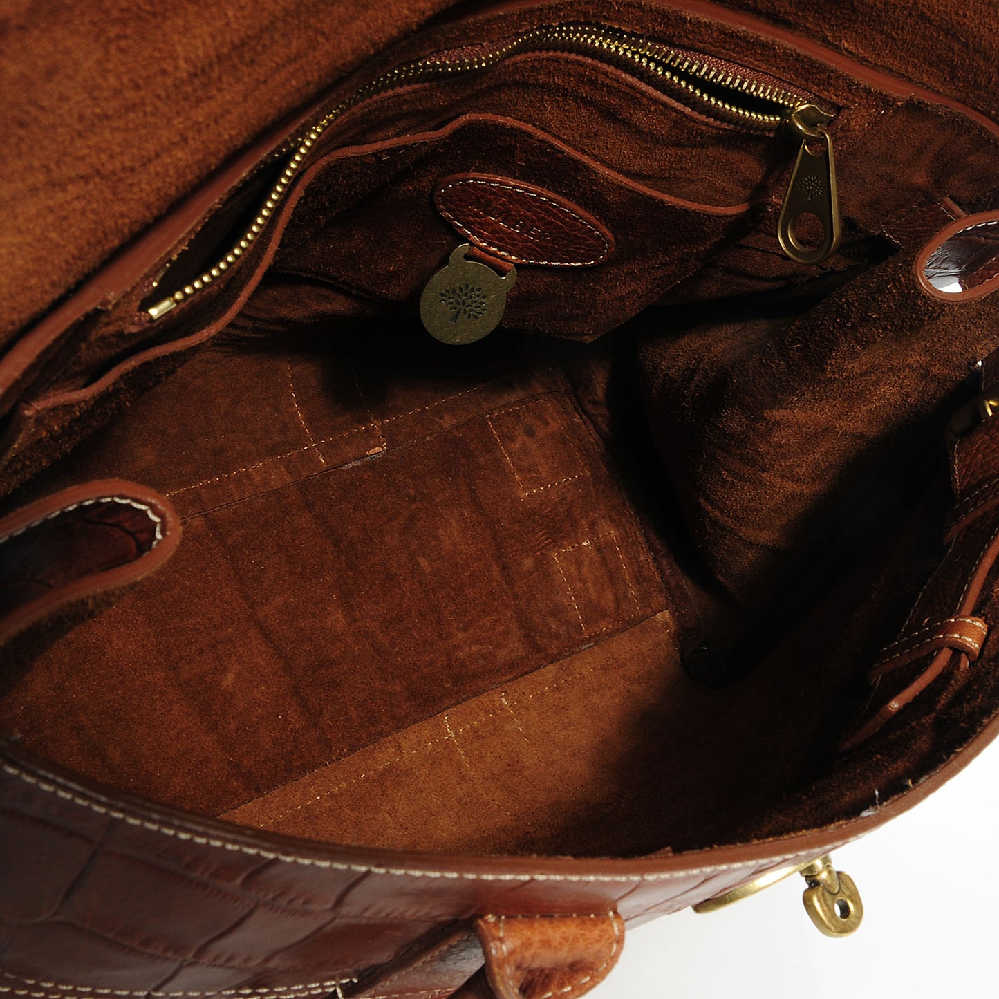 Crocodile Embossed Bayswater Satchel Oak