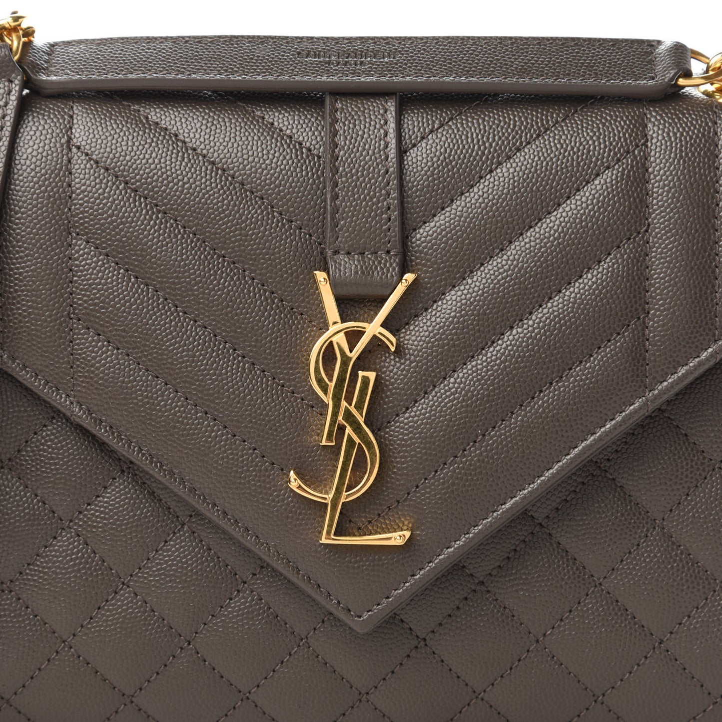 Grain De Poudre Textured Mixed Matelasse Triquilt Medium Monogram Satchel Pebble