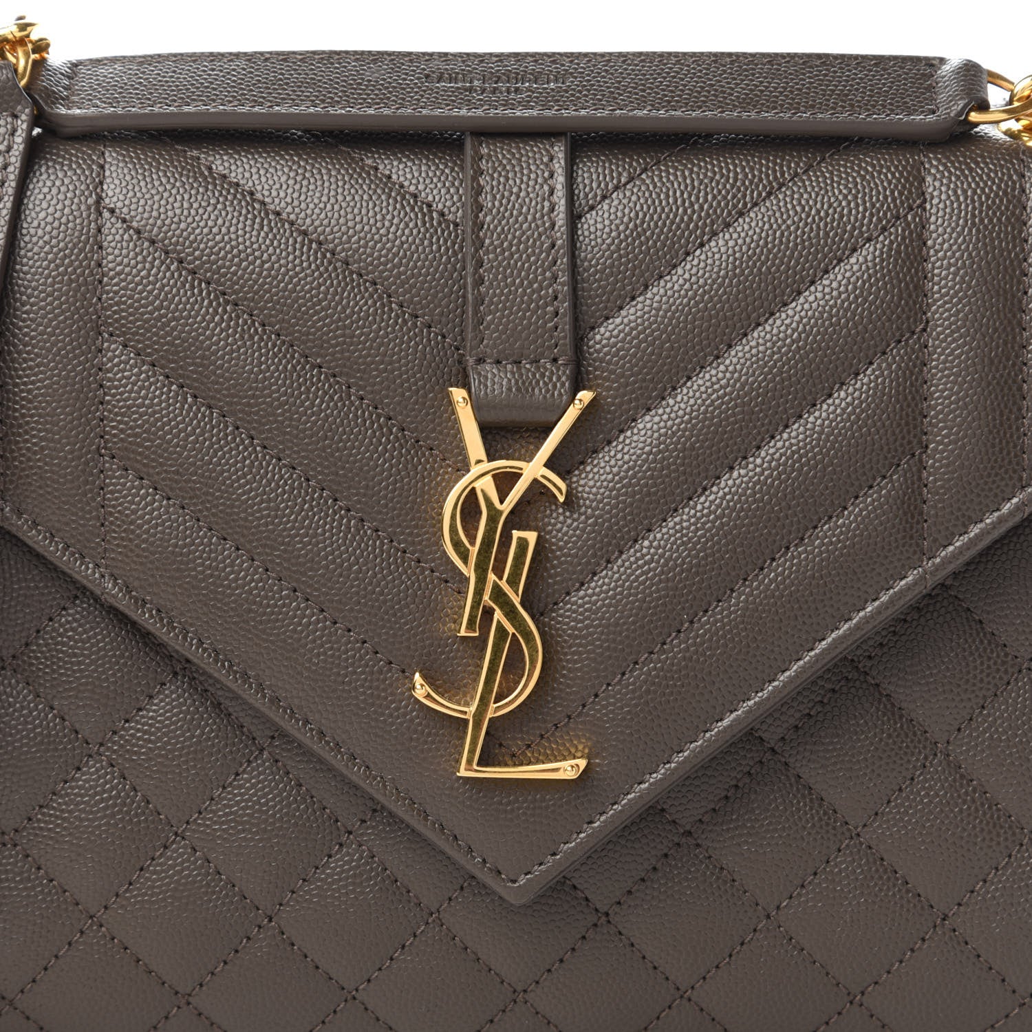 Saint Laurent Grain De Poudre Textured Mixed Matelasse Triquilt Medium Monogram Satchel Pebble 9 of 9