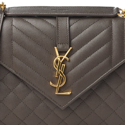 Saint Laurent Grain De Poudre Textured Mixed Matelasse Triquilt Medium Monogram Satchel Pebble 9 of 9