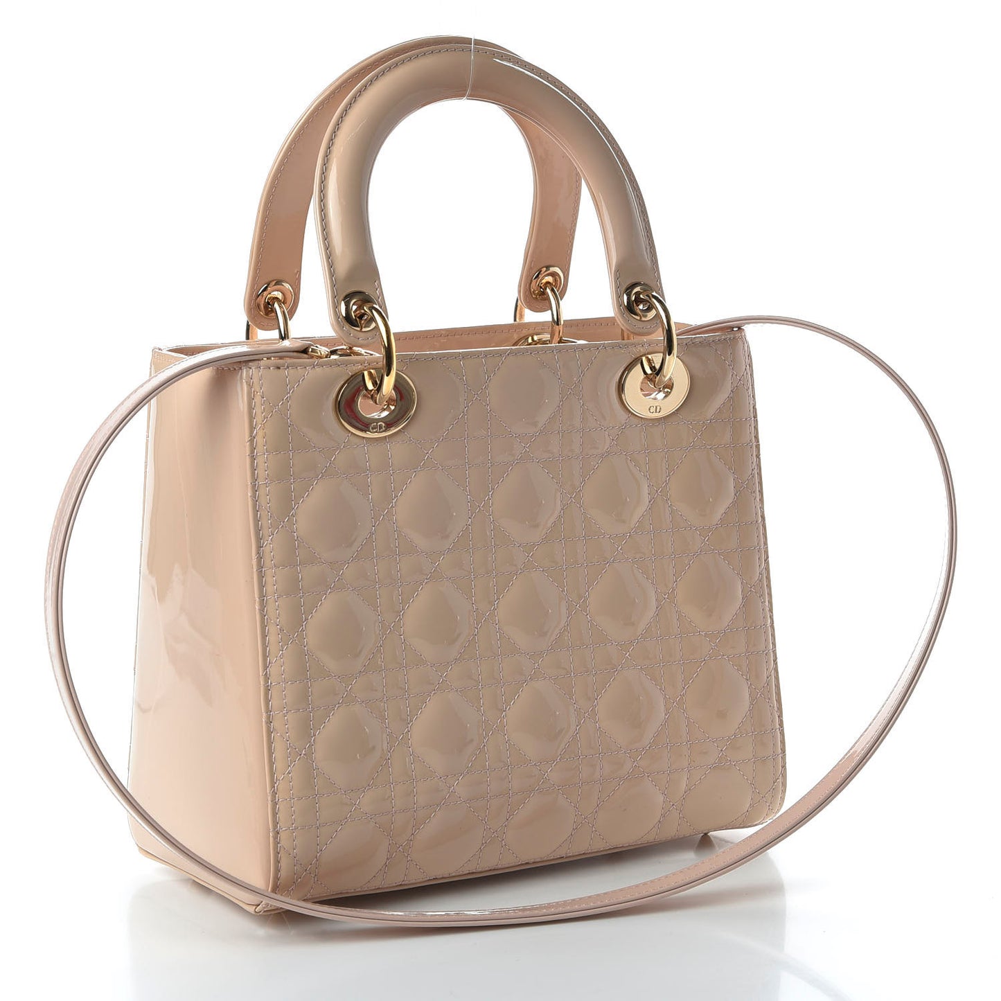 Patent Cannage Medium Lady Dior Rose Clair