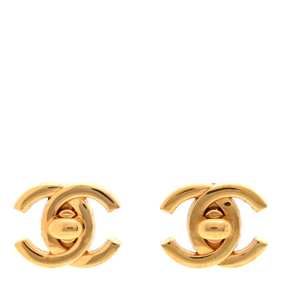 Chanel Metal CC Turnlock Clip On Earrings Gold 1 of 4
