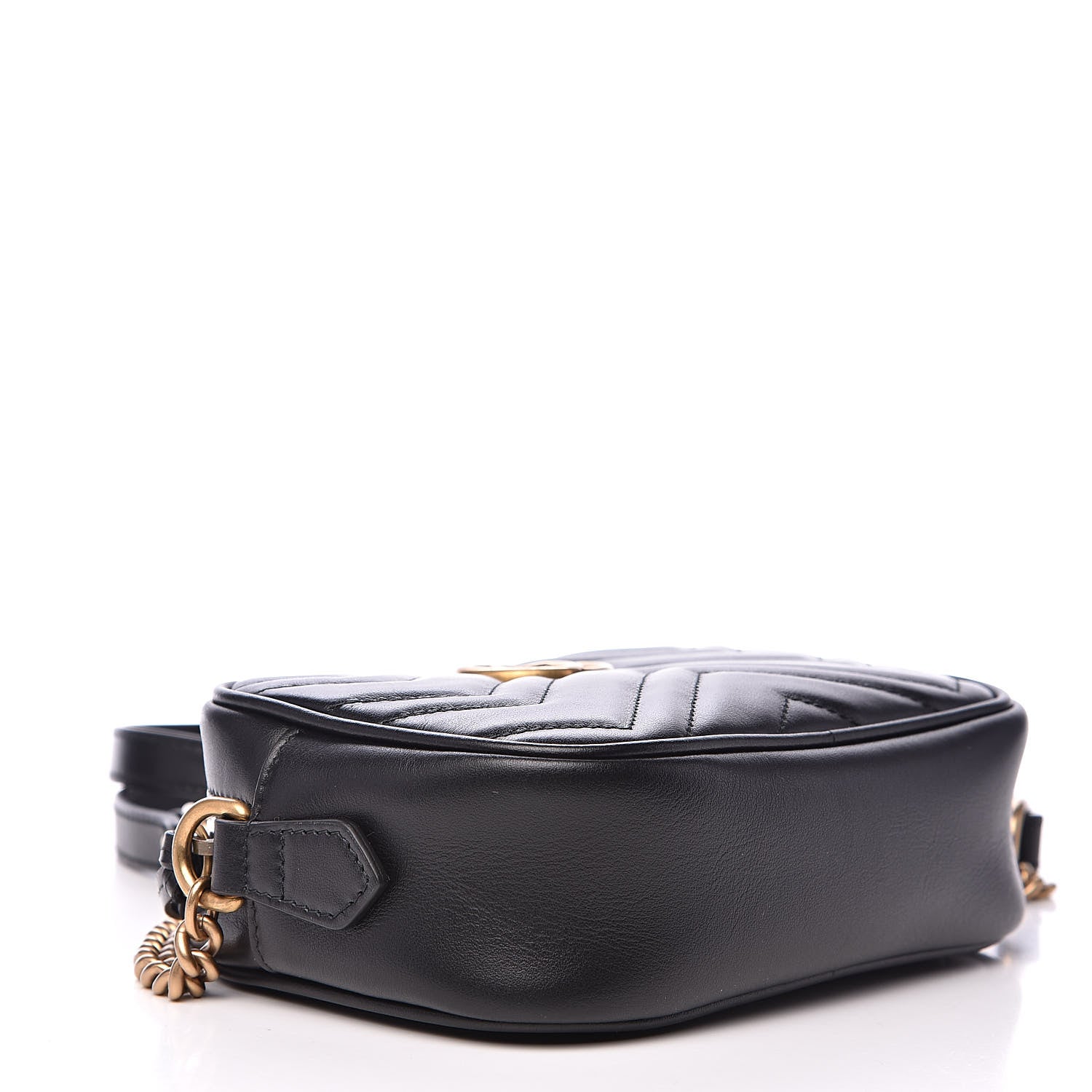 Gucci Calfskin Matelasse Mini GG Marmont Chain Shoulder Bag Black 4 of 9