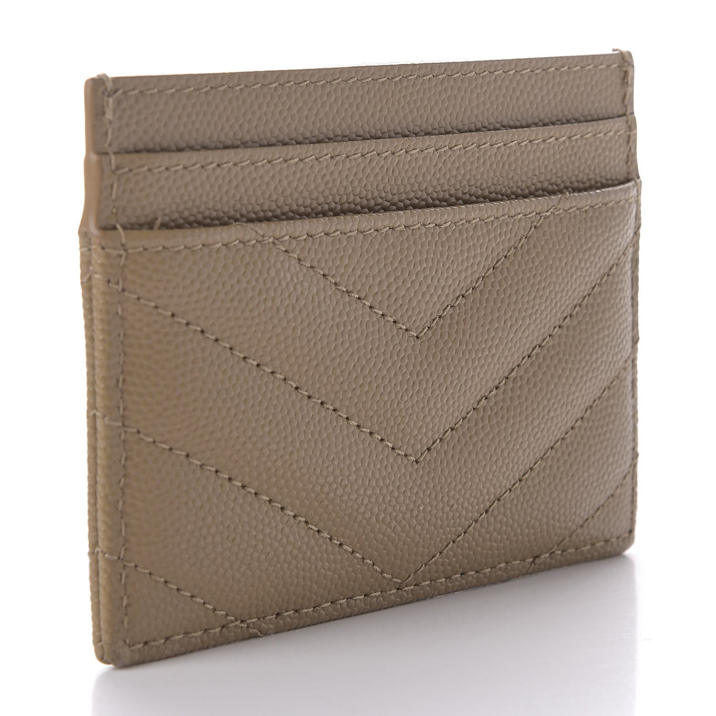 Grain De Poudre Matelasse Chevron Monogram Credit Card Case Dark Latte
