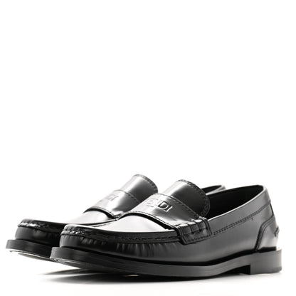 Fendi Vitello Logo Loafers 35.5 Black 3 of 10