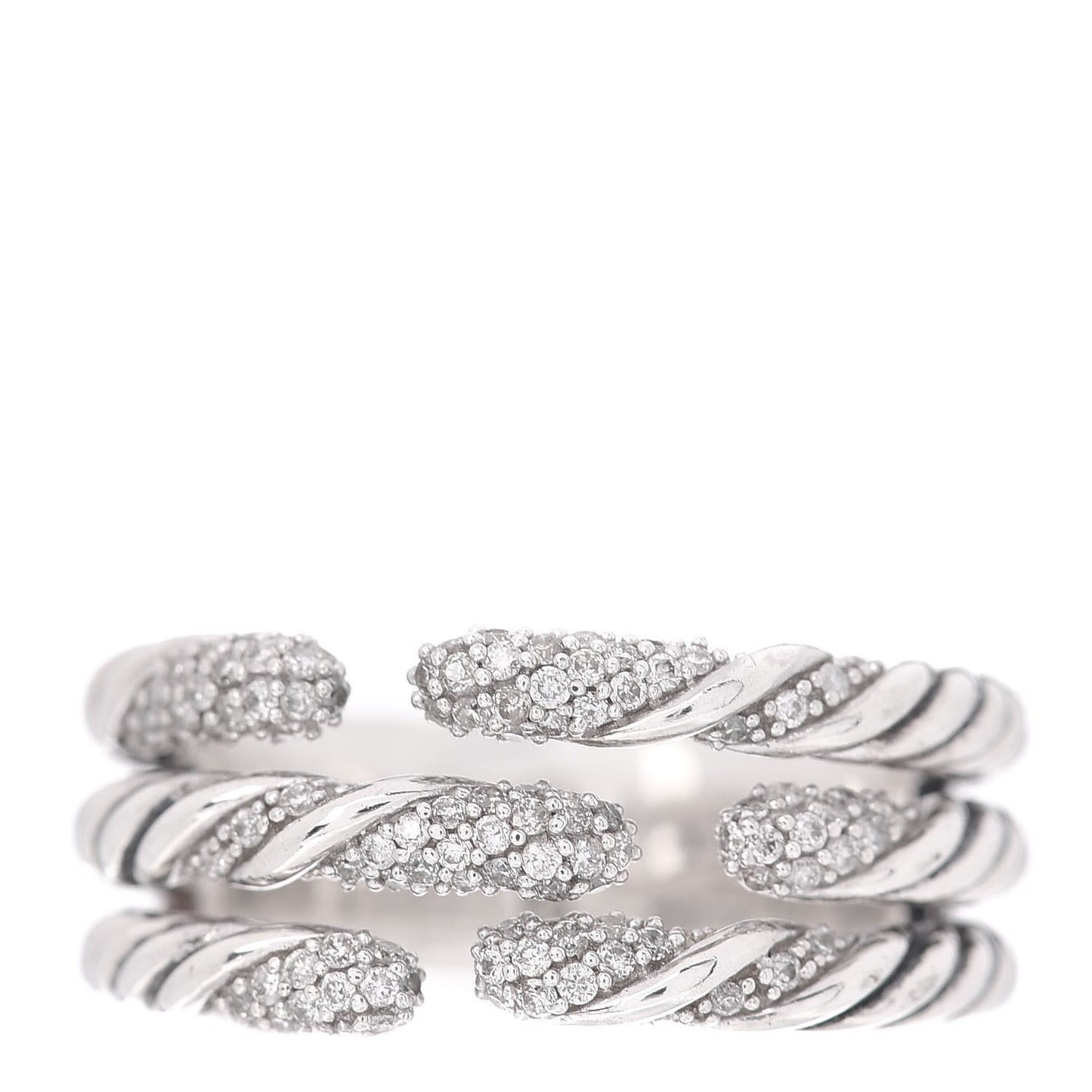 Sterling Silver Diamond Willow Three Row Ring 52 6