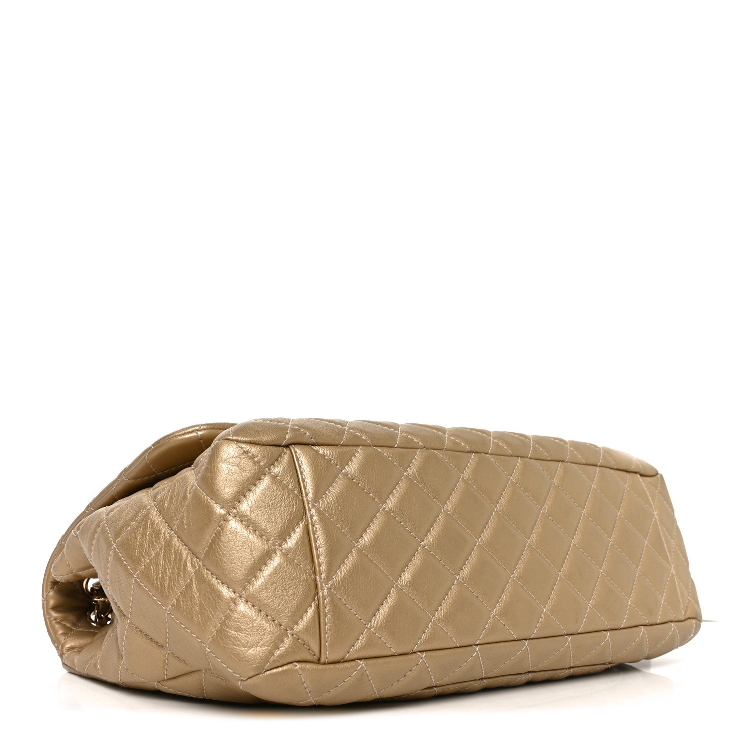 Chanel Metallic Calfskin Quilted Small XXL Travel Flap Bag Gold 4 of 10