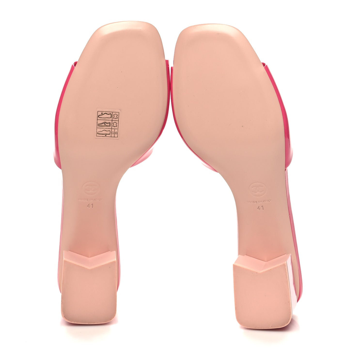 Patent Calfskin CC Mules 41 Dark Pink Light Pink