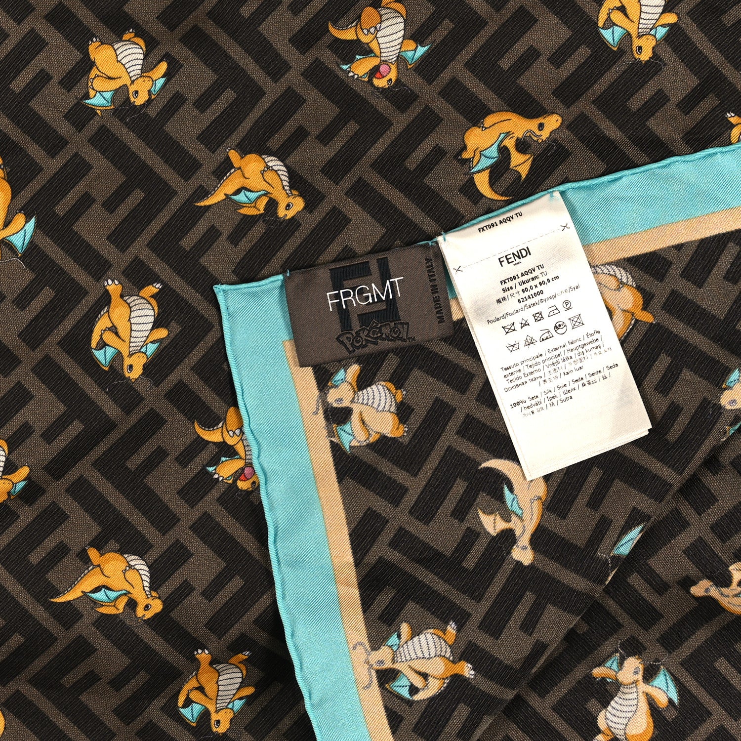 Fendi x FRGMT x POKÉMON Silk FF Square Scarf Multicolor 2 of 3