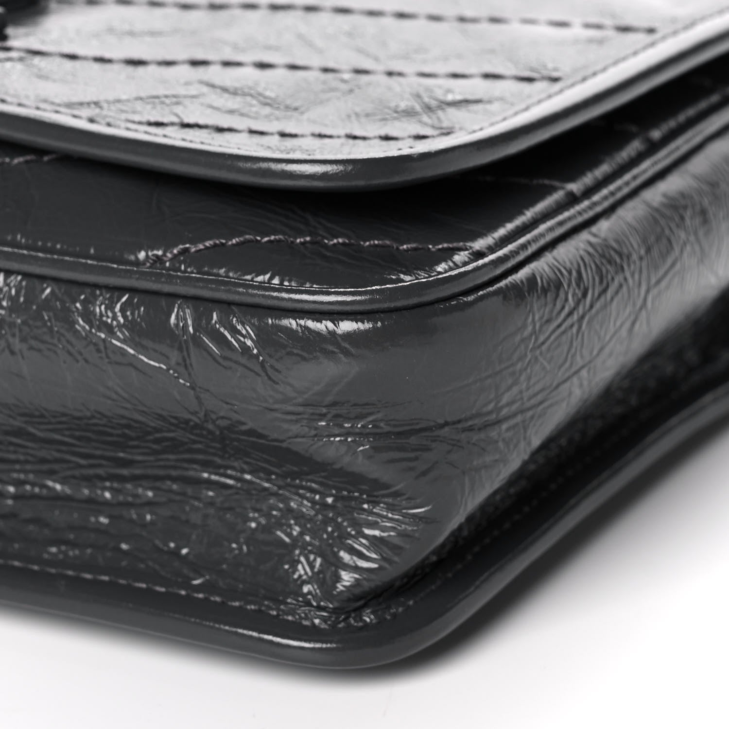 Saint Laurent Crinkled Calfskin Matelasse Monogram Niki Chain Wallet Fog 11 of 13