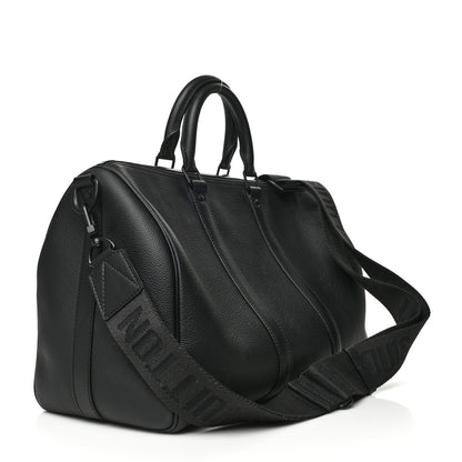 Louis Vuitton Grained Calfskin Aerogram Keepall Bandouliere 40 Black 2 of 6
