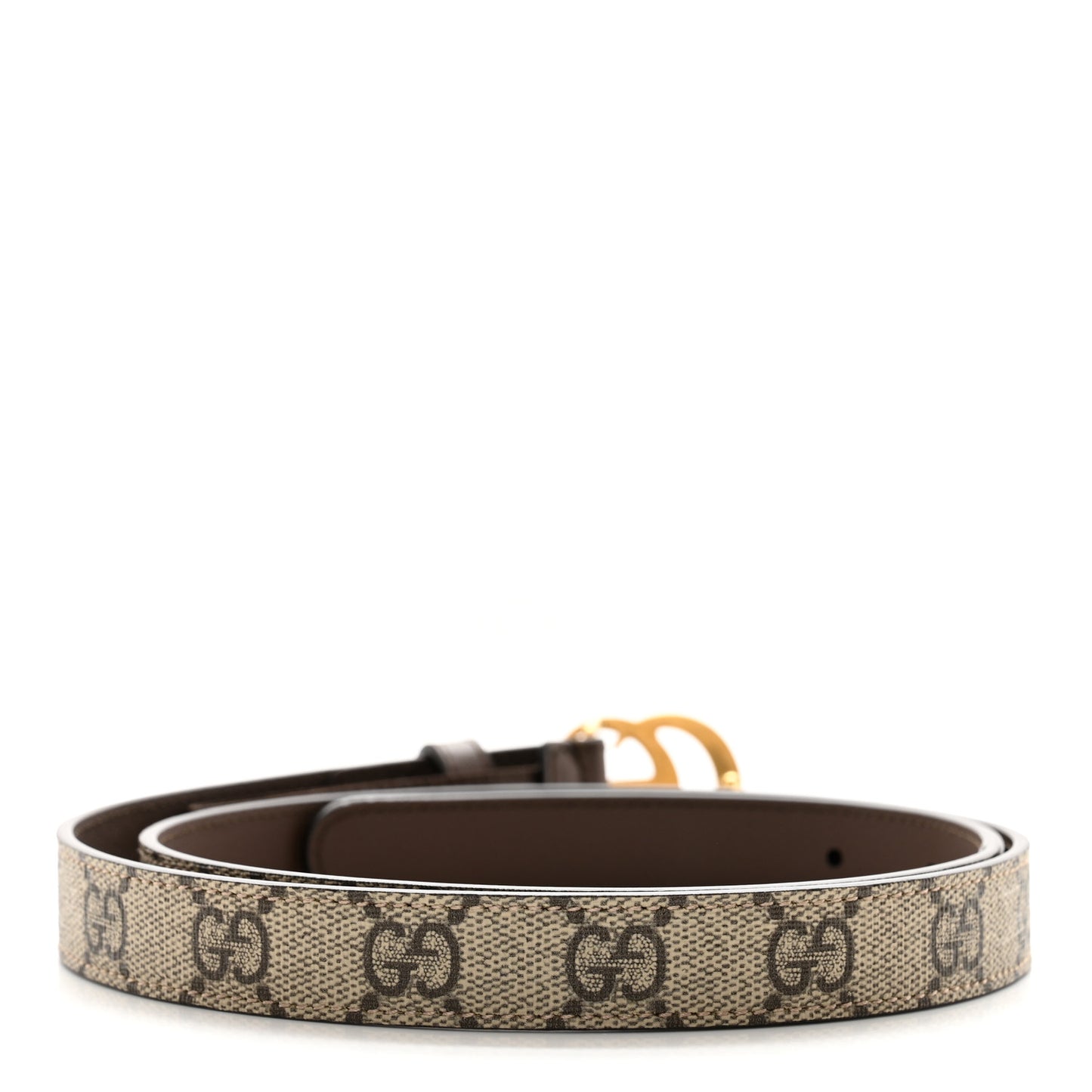 GG Supreme Monogram Matte Plutone Calfskin Double G 20mm Belt 85 34 Beige Ebony New Acero