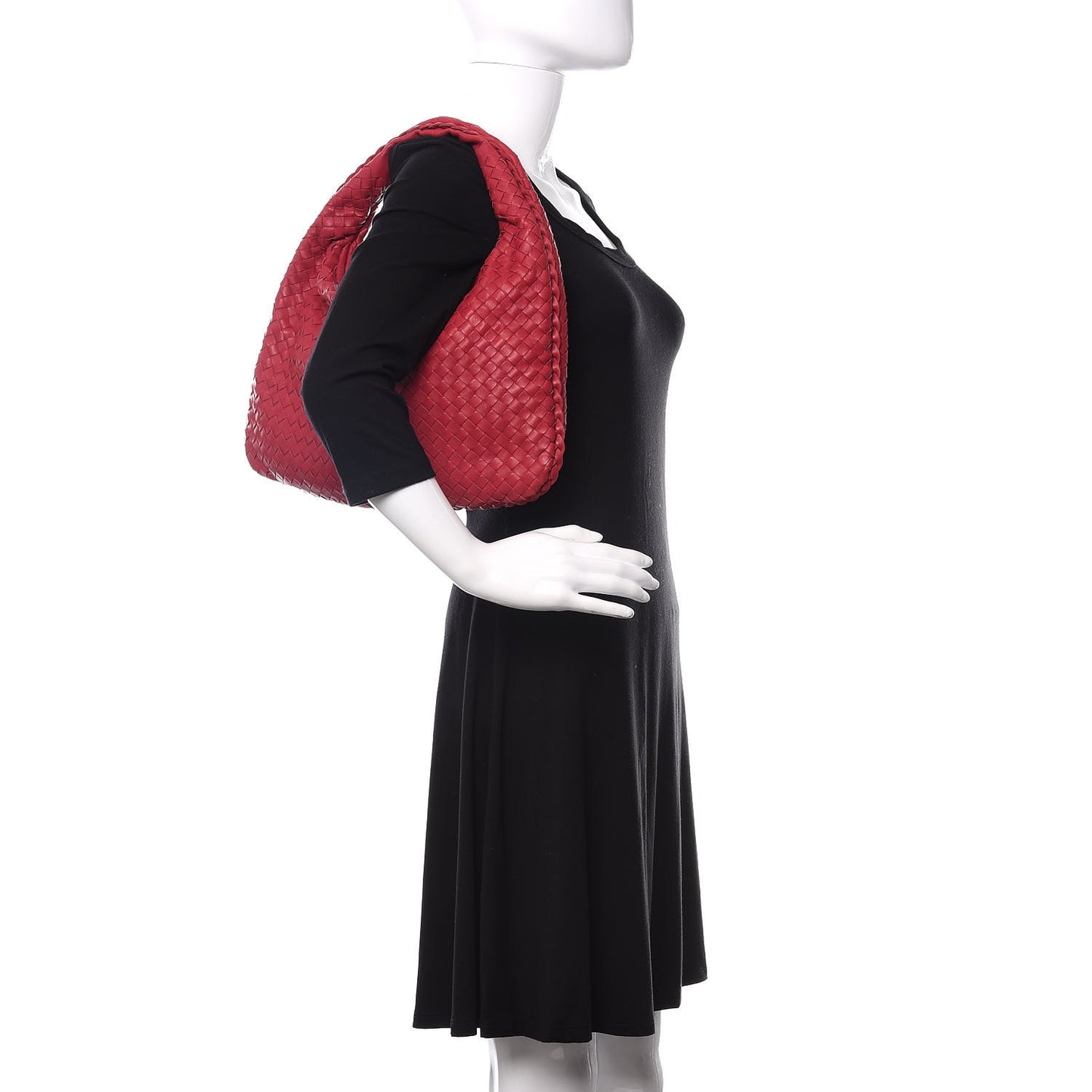 Nappa Intrecciato Small Veneta Hobo Cassis