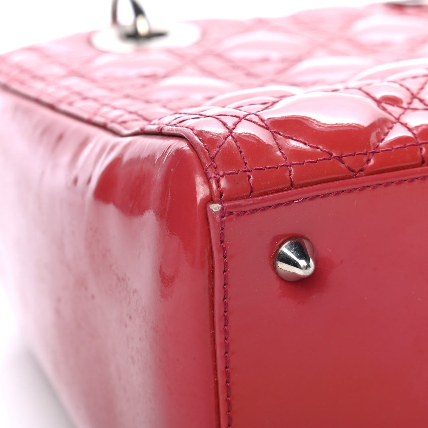 Patent Cannage Medium Lady Dior Dark Pink