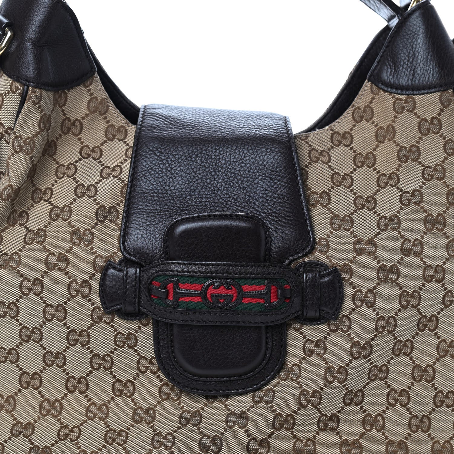 Gucci Monogram Web Medium Dressage Hobo Dark Brown 8 of 13