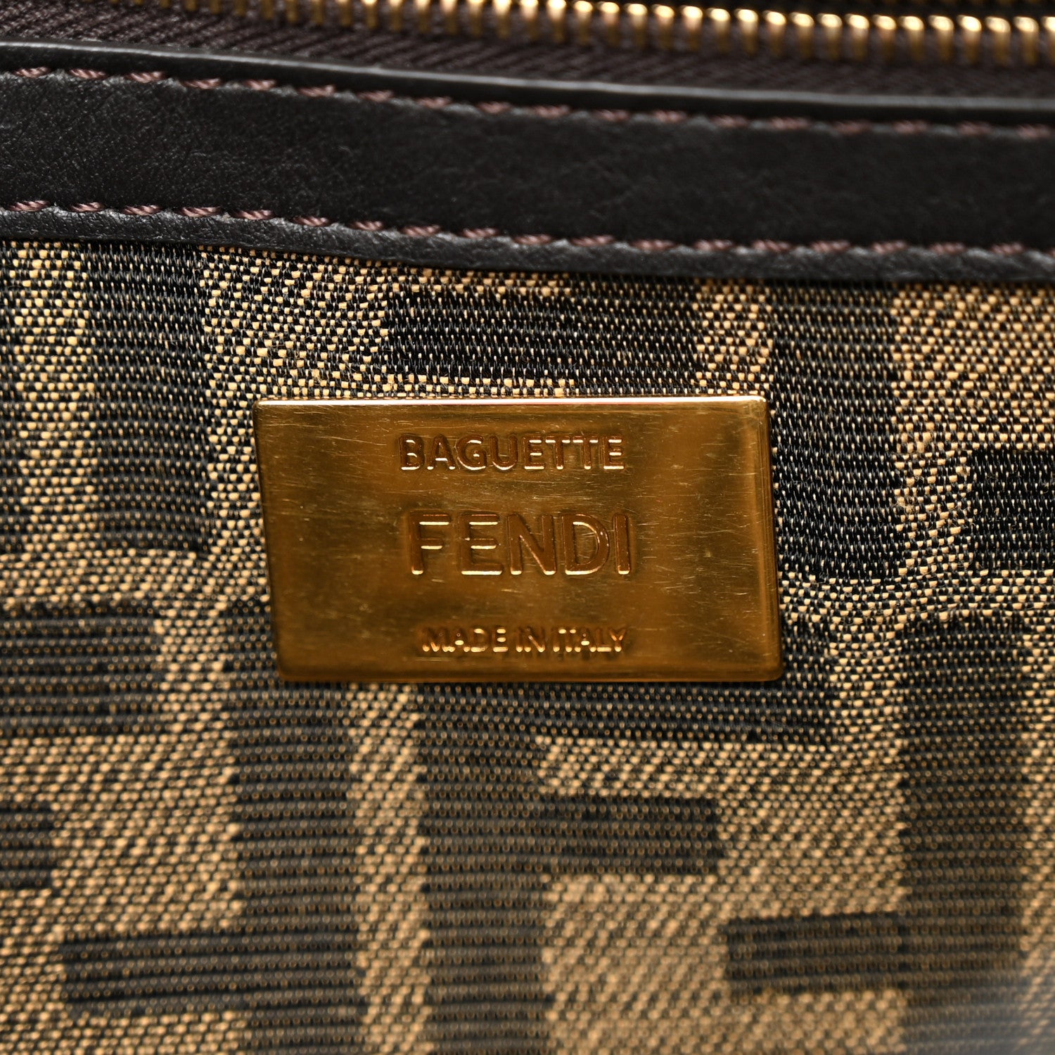 Fendi Fabric Jacquard FF 1974 Medium Baguette Tobacco Moro Black 6 of 12
